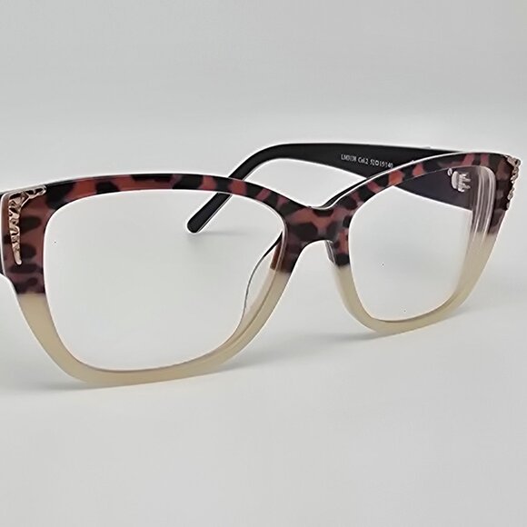 La Matta LM3138 Col. 2 Leopard White Rhinestone Cat Eye Eyeglasses Frame Italy - Picture 6 of 12